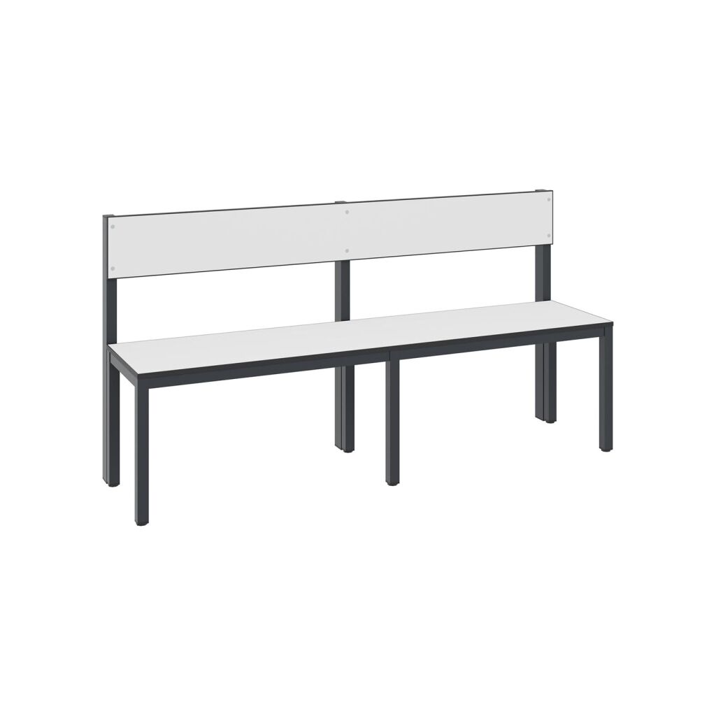 Cloakroom bench with backrest, single sided