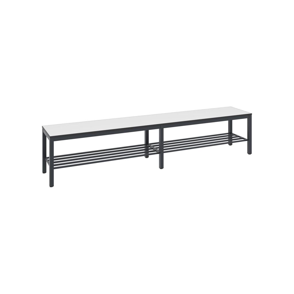 Cloakroom bench without superstructure, with shoe rack 