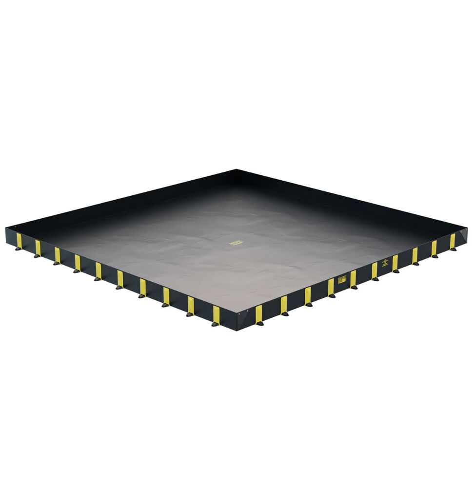 Bac de rétention plastique stockage de fûts ou transicuves (IBC) construction rabattable-pliable