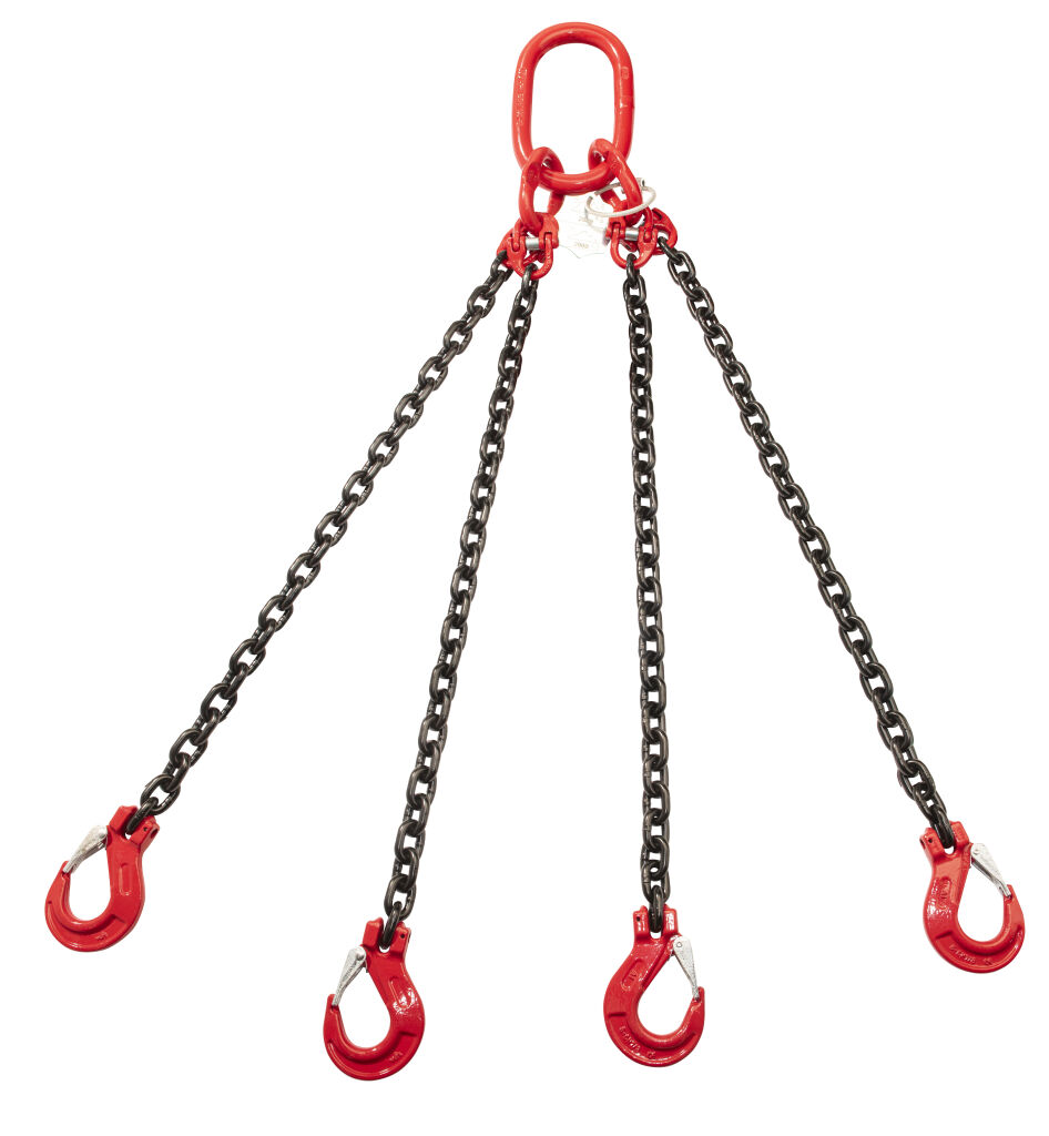 Lifting chain 4-spring with flap hooks, Ø 8 mm, 3000 kg