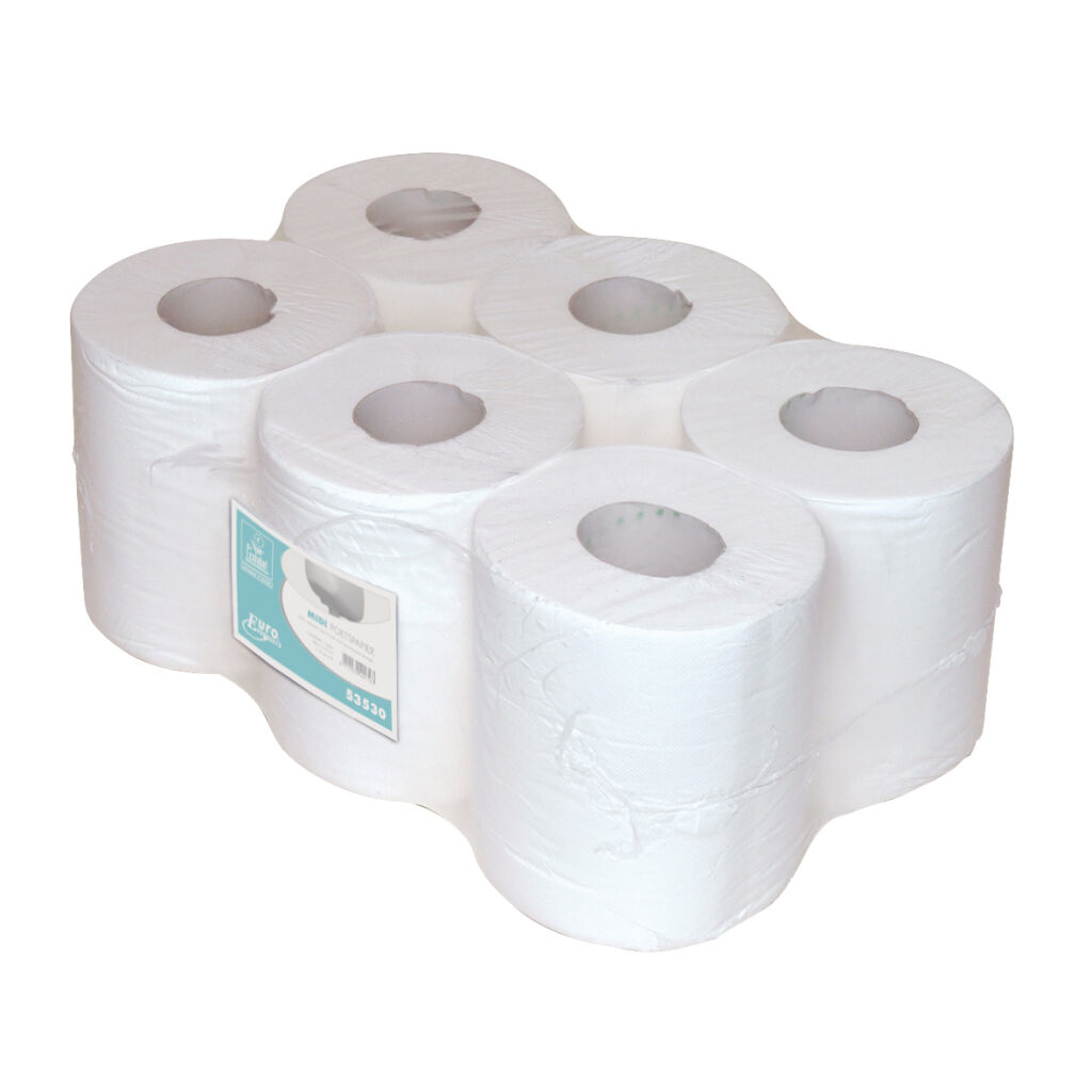 Poetsroldispensers midi poetspapier 1-laags cellulose poetspapier, 300 m - 6 rollen