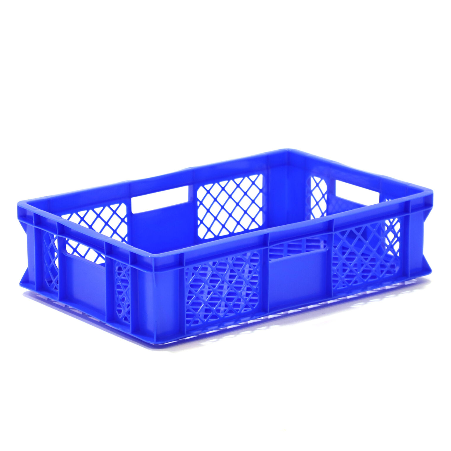 Stacking box plastic breadbasket walls floor perforated Colour: blue 