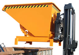 Automatic tilting Tilting container automatic tilting container with automatic and/or manuel release Volume (ltr):  900.  L: 1310, W: 1580, H: 970 (mm). Article code: 31SK-900-V