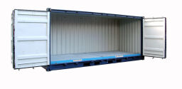 Auffangwanne Stahl Auffangwanne Auffangwanne für 20 Fuß Container geeignet Artikelzustand:  Neu.  L: 2850, B: 2190, H: 100 (mm). Artikelcode: 40-011