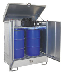 Hazardous substance depot retention basin depot for 1-2 200 l drums