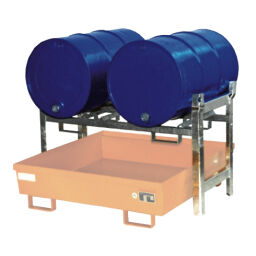 Retention Basin Aaccessoires Retention Basin drum rack for 1-2 200 l drums.  L: 1380, W: 580, H: 850 (mm). Article code: 40VRFR2