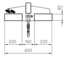 Elingues et accessoires de levage Peu chargé Construction rigidité, inclination 25°.  L: 1600,  (mm). Code d’article: 47LA-25-10W