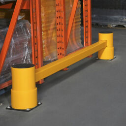 Shelving protection Safety and marking guardrail rack end protection single rail.  W: 1100, D: 225, H: 375 (mm). Article code: 50RE1-2