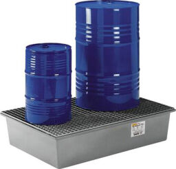 Kunststof lekbakken Lekbak opvangbak voor 2 x 200 l vaten.  L: 1280, B: 850, H: 290 (mm). Artikelcode: 40-6875
