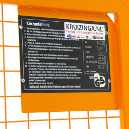 Access safety platform for forklift truck german model drive-in sleeves with slide down protection