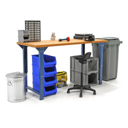 Werktafel inpaktafel aanbouw in hoogte verstelbaar met legbord Opties:  met legbord .  B: 2000, D: 750, H: 650 (mm). Artikelcode: 84-BL20075BA