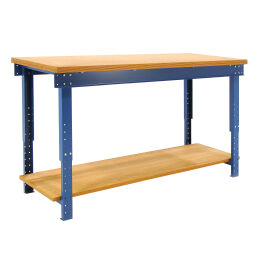 Workbench workbench adjustable in height with shelve
