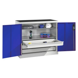 Cabinet workbenches with 2 hinged doors, 2 floors and 3 drawers.  W: 930, D: 500, H: 1000 (mm). Article code: 5788215035-DW