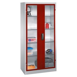 Cabinet material cabinet with viewing windows in 2 hinged doors and 4 floors 578921055-D