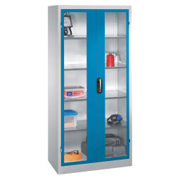 Cabinet material cabinet with viewing windows in 2 hinged doors and 4 floors.  W: 930, D: 500, H: 1950 (mm). Article code: 578921055-LW