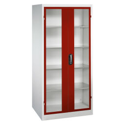 Armoire d'équipement avec des fenêtres panoramiques dans 2 portes tournantes et 4 étages