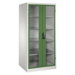Cabinet material cabinet with viewing windows in 2 hinged doors and 4 floors.  W: 930, D: 800, H: 1950 (mm). Article code: 578924055-N