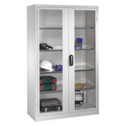 Cabinet material cabinet with viewing windows in 2 hinged doors and 4 floors.  W: 1200, D: 500, H: 1950 (mm). Article code: 578931055-S