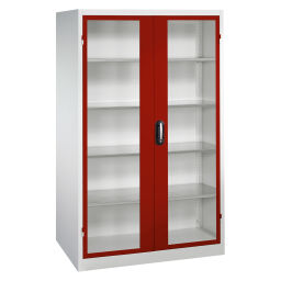 Cabinet material cabinet with viewing windows in 2 hinged doors and 4 floors.  W: 1200, D: 600, H: 1950 (mm). Article code: 578932055-D