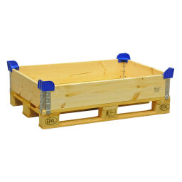 Pallet stacking frames corner placement piece moulded rail