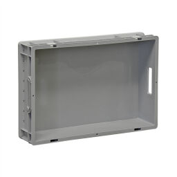 Stapelboxen Kunststoff Palettenangebot alle Wände geschlossen + offene Handgriffe Typ:  Palettenangebot.  L: 600, B: 400, H: 120 (mm). Artikelcode: 38-NO64-12-HP