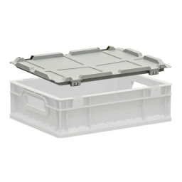 Stacking box plastic accessories hinged lid.  L: 400, W: 300, H: 10 (mm). Article code: 38-NS43-DEK