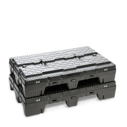 Pallet stacking frames palletbox 1 flap at 1 long side