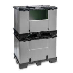 Pallet stacking frames palletbox 1 flap at 1 long side