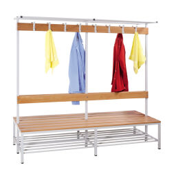 Cabinet cloakroom bench with coat rack double-sided.  W: 2000, D: 800, H: 1890 (mm). Article code: 45-DBU200