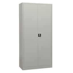 Grau lackierter Materialschrank aus Stahl mit 2 Türen, herausnehmbare Böden