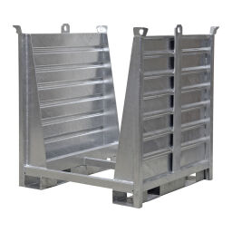 Stapelboxen Stahl feste Konstruktion Stapelbehälter 2 offene Seitenwände Spezialanfertigung.  L: 1100, B: 1100, H: 1160 (mm). Artikelcode: 99-6577