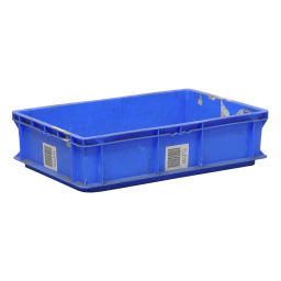 Used Warehouse trolley Fetra euro box trolley incl. 4 plastic containers used.  L: 630, W: 500, H: 1410 (mm). Article code: 98-3903GB