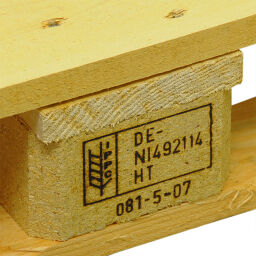 Palette Holzpalette von 4 Seiten transportierbar.  L: 1200, B: 800, H: 150 (mm). Artikelcode: 99-718