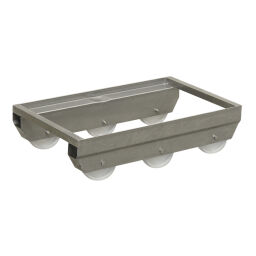 Carrier roll platform stainless steel suitable for euro boxes 600x400 mm.  L: 605, W: 405, H: 170 (mm). Article code: 99-8170