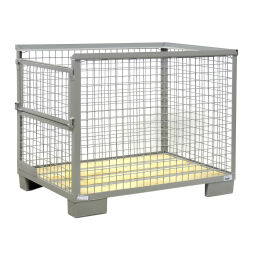 Mesh Stillages fixed construction stackable 1 flap at 1 short side.  L: 1240, W: 835, H: 970 (mm). Article code: 99-842