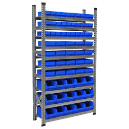 Storage bin plastic combination kit shelving rack including 65 storage bins New