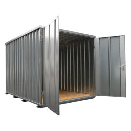 Container Schnellbau-Container mit Stecksystem 2-teilige Flügeltür an der Stirnseite.  L: 2100, B: 2100, H: 2100 (mm). Artikelcode: 99-869-2M