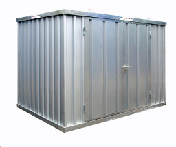 Container Schnellbau-Container mit Stecksystem 2-teilige Flügeltür an der Langseite 1950x1890 mm Spezialanfertigung.  L: 4100, B: 2100, H: 2100 (mm). Artikelcode: 99-869-LZ-4M
