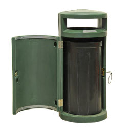 Outdoor waste bins Waste and cleaning plastic waste bin lockable Article arrangement:  New.  L: 535, W: 535, H: 1175 (mm). Article code: 99-9197GB