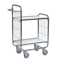 shelved trollyes Warehouse trolley Kongamek Fetra shelved trolley with 2 shelves.  L: 815, W: 470, H: 1120 (mm). Article code: 96-KM8000-2S