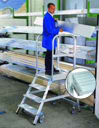 Podestleiter aluminium Prodestleiter einseitig begehbar, 7 Stufen inkl. plattform