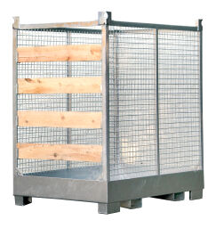 Mesh stillages fixed construction stackable front with 4 wooden boards