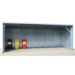 Container overkapping open voorzijde.  L: 6100, B: 2300, H: 2380 (mm). Artikelcode: 99-US20