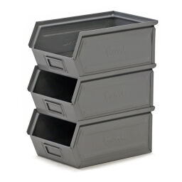 Storage bin steel grip opening