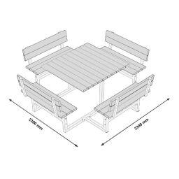 Table de pique-nique pour 8 personnes