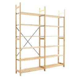 Houten stellingen aanbouwsectie
