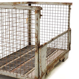 Used Mesh container fixed construction fixed construction stackable one side half-open