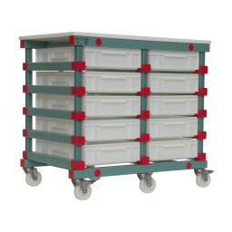 Plastic trolleys REA preparation trolley suitable for 10 euro boxes 600x400 mm