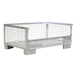 Mesh Stillages fixed construction stackable 1 flap at 1 long side.  L: 1240, W: 835, H: 530 (mm). Article code: 99-072-500-05