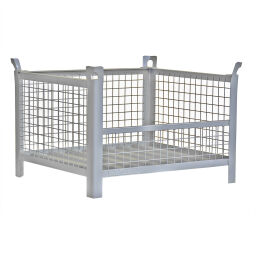 Mesh Stillages fixed construction stackable 1 side half-height.  L: 1000, W: 800, H: 670 (mm). Article code: 1331086V
